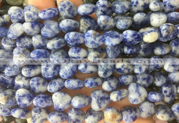 HGBS14 15 inches 12mm heart blue spot jasper gemstone beads wholesale