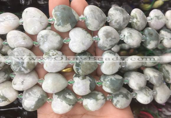 HGBS40 15 inches 20mm heart lucky jade gemstone beads wholesale