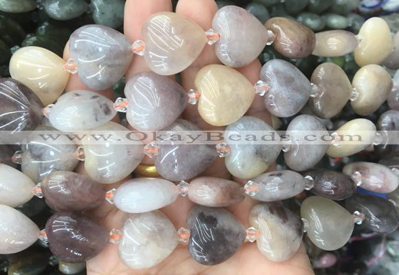 HGBS53 15 inches 20mm heart strawberry quartz gemstone beads wholesale