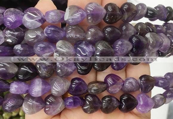 HGBS67 15 inches 10mm heart amethyst gemstone beads wholesale