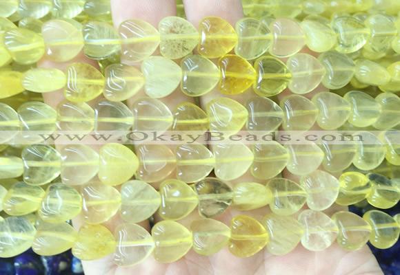 HGBS70 15 inches 10mm heart yellow fluorite gemstone beads wholesale