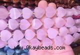 HGBS85 15 inches 16mm heart rose quartz gemstone beads wholesale