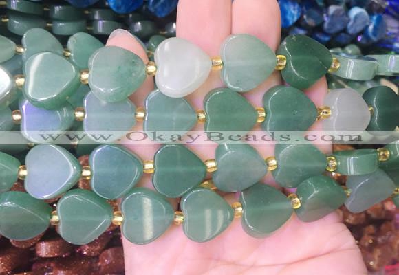 HGBS86 15 inches 16mm heart green aventurin gemstone beads wholesale