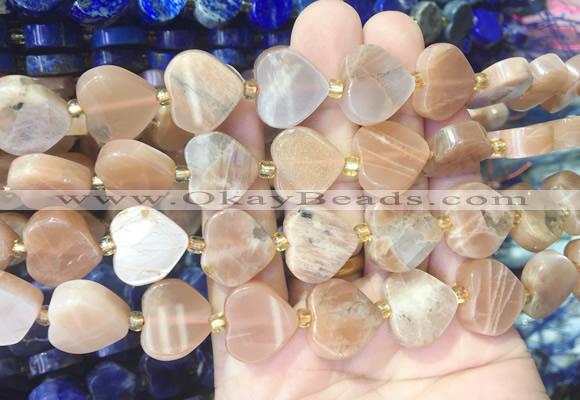 HGBS89 15 inches 16mm heart moonstone gemstone beads wholesale