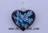 LP03 16*32*40mm heart inner flower lampwork glass pendants