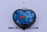 LP05 15*28*40mm heart inner flower lampwork glass pendants