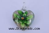 LP06 15*30*40mm heart inner flower lampwork glass pendants