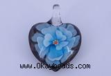 LP09 16*30*40mm heart inner flower lampwork glass pendants