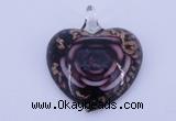 LP12 13*38*43mm heart inner flower lampwork glass pendants