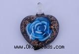 LP14 15*38*48mm heart inner flower lampwork glass pendants