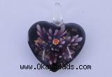 LP17 16*33*42mm heart inner flower lampwork glass pendants