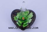 LP19 18*32*39mm heart inner flower lampwork glass pendants