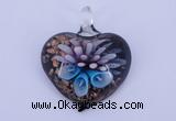 LP21 14*36*42mm heart inner flower lampwork glass pendants