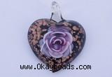 LP25 15*40*50mm heart inner flower lampwork glass pendants