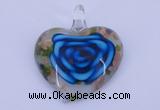 LP27 12*38*43mm heart inner flower lampwork glass pendants