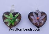 LP29 16*32*42mm heart inner flower lampwork glass pendants