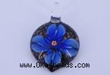 LP38 13*32*46mm heart inner flower lampwork glass pendants