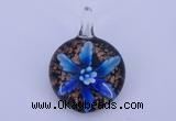 LP41 15*32*45mm flat round inner flower lampwork glass pendants