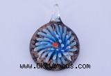 LP50 13*34*47mm flat round inner flower lampwork glass pendants