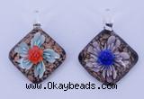 LP55 12*38*48mm diamond inner flower lampwork glass pendants