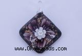 LP58 12*38*48mm diamond inner flower lampwork glass pendants