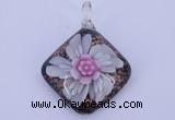 LP60 12*38*48mm diamond inner flower lampwork glass pendants