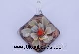 LP67 12*38*48mm diamond inner flower lampwork glass pendants