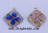 LP68 12*38*48mm diamond inner flower lampwork glass pendants