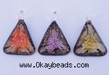 LP72 11*33*47mm triangle inner flower lampwork glass pendants