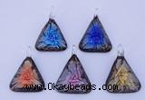 LP73 11*33*47mm triangle inner flower lampwork glass pendants