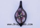 LP80 11*26*54mm leaf inner flower lampwork glass pendants