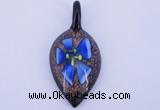 LP82 12*27*56mm leaf inner flower lampwork glass pendants