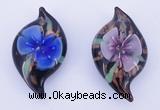 LP85 14*27*50mm leaf inner flower lampwork glass pendants