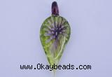 LP89 11*26*65mm leaf inner flower lampwork glass pendants