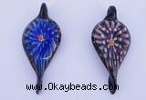 LP93 11*28*63mm leaf inner flower lampwork glass pendants