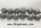LSBS330 7.5 inches 30mm faceted round grey picture jasper gemstone beads wholesale LSBS330 7.5 inches 30mm faceted round grey picture jasper gemstone beads wholesale