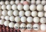LSBS62 15 inches 16mm round white fossil jasper gemstone beads wholesale LSBS62 15 inches 16mm round white fossil jasper gemstone beads wholesale