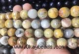 LSBS954 15 inches 14mm faceted round yellow crazy lace agate gemstone beads wholesale LSBS954 15 inches 14mm faceted round yellow crazy lace agate gemstone beads wholesale