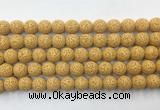 LVBS03 6mm, 8mm, 10mm, 12mm, 14mm, 16mm, 18mm & 20mm round yellow lava beads