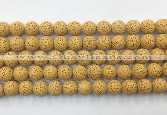 LVBS03 6mm, 8mm, 10mm, 12mm, 14mm, 16mm, 18mm & 20mm round yellow lava beads