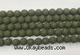 LVBS07 6mm, 8mm, 10mm, 12mm, 14mm, 16mm, 18mm & 20mm round dark green lava beads