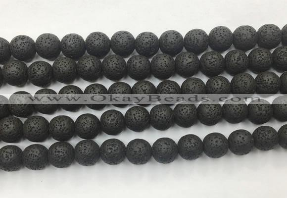 LVBS12 6mm, 8mm, 10mm, 12mm, 14mm, 16mm, 18mm & 20mm round black lava beads