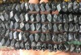 NGBS123 15 inches 8*12mm - 10*14mm faceted nuggets black labradorite beads