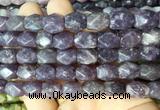 NGBS135 15 inches 9*11mm faceted nuggets lepidolite gemstone beads