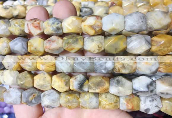 NGBS154 15 inches 9*11mm faceted nuggets yellow crazy agate gemstone beads