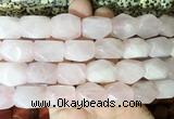 NGBS159 15 inches 13*18mm faceted nuggets rose quartz gemstone beads