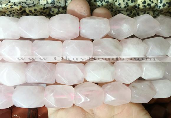 NGBS159 15 inches 13*18mm faceted nuggets rose quartz gemstone beads