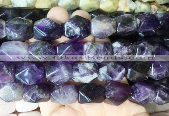 NGBS161 15 inches 13*18mm faceted nuggets amethyst gemstone beads