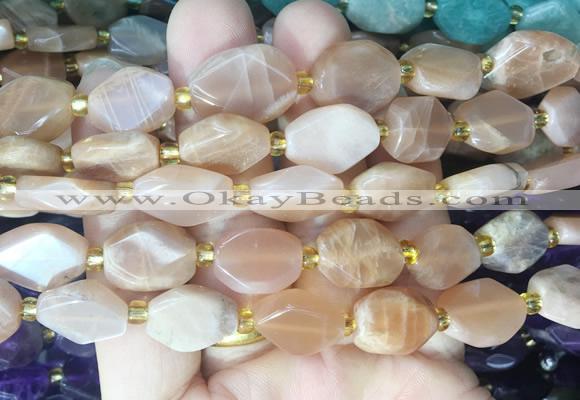 NGBS191 15 inches 10*14mm - 12*16mm faceted freeform moonstone beads