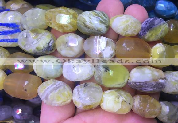 NGBS39 15 inches 12*16 - 13*18mm faceted nuggets yellow opal beads